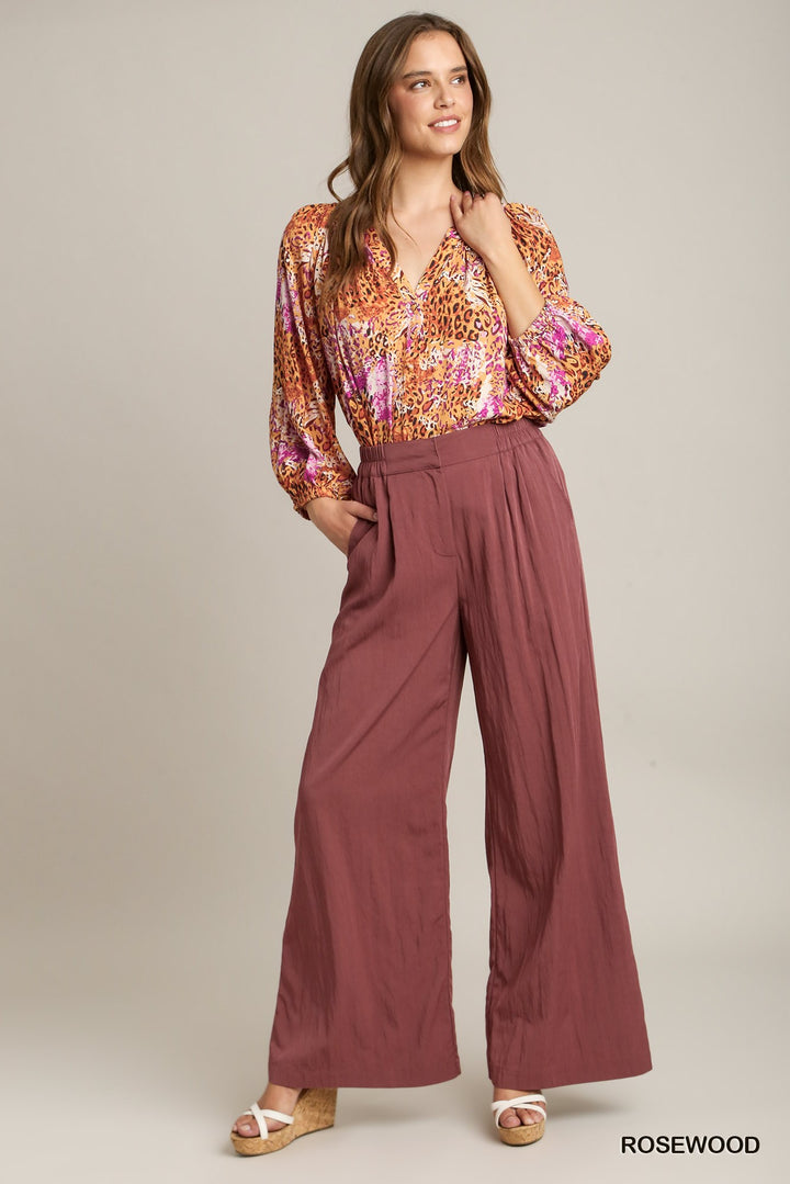 Easy Does It Trouser Pants with Elastic Waist Band in Mauve