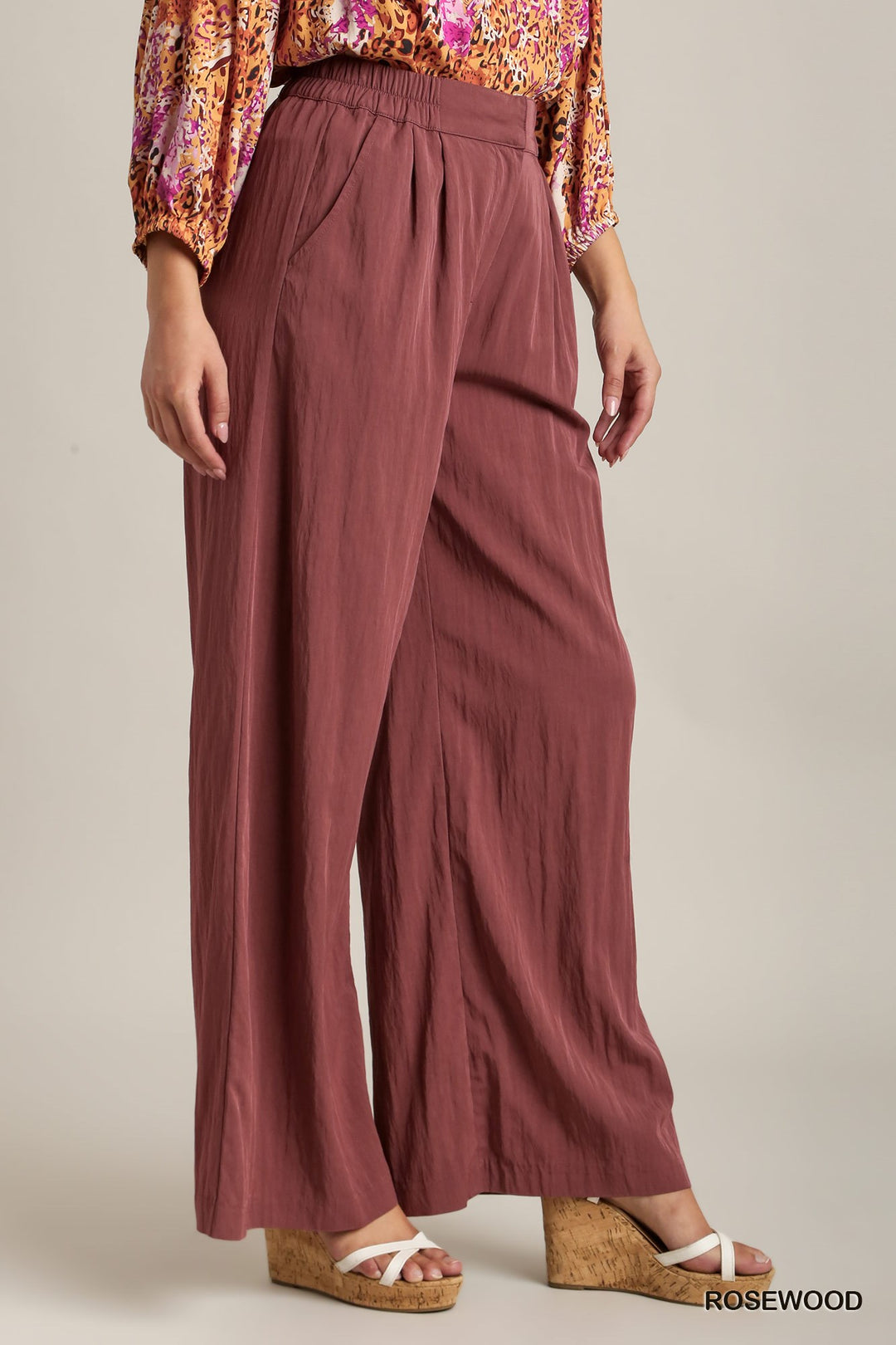 Easy Does It Trouser Pants with Elastic Waist Band in Mauve