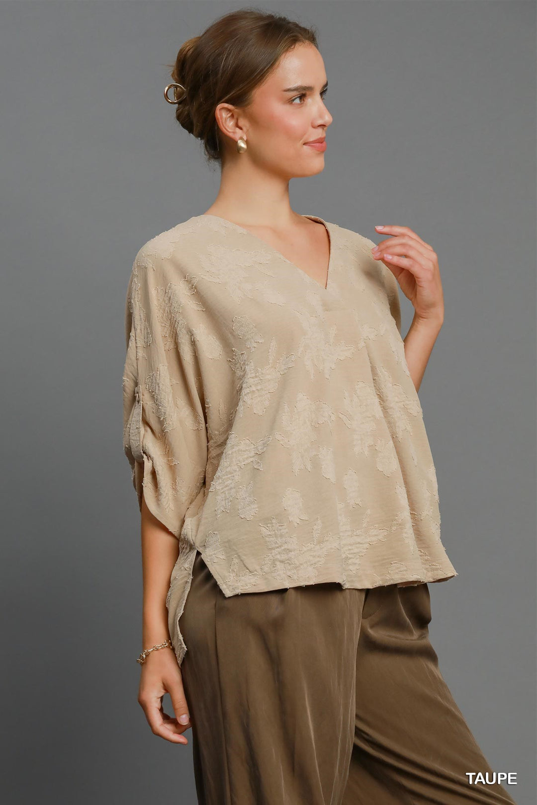 Truth Charm Floral Burnout Top in Beige