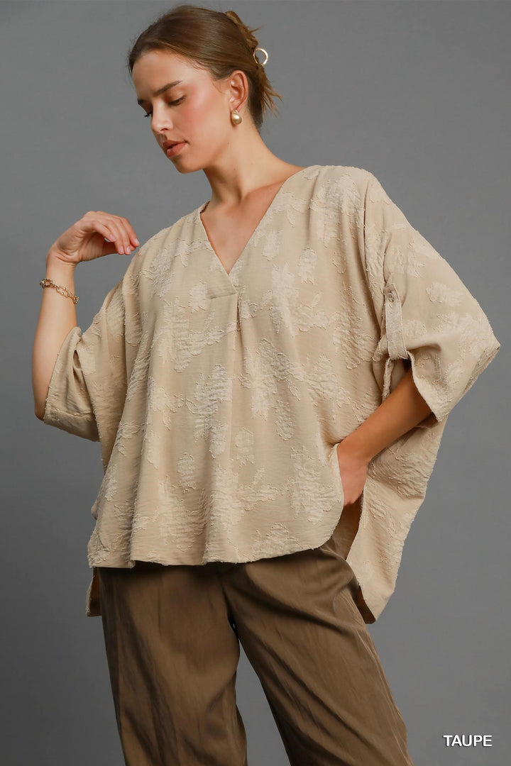 Truth Charm Floral Burnout Top in Beige