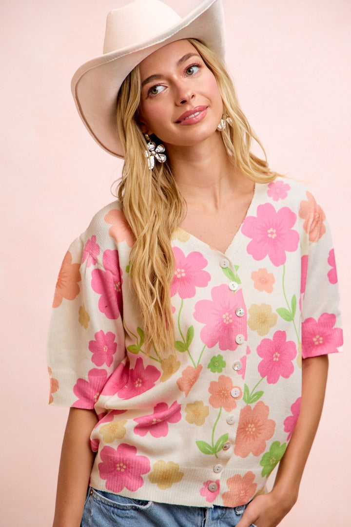 Run Away With Me Floral Short Sleeve Cardigan