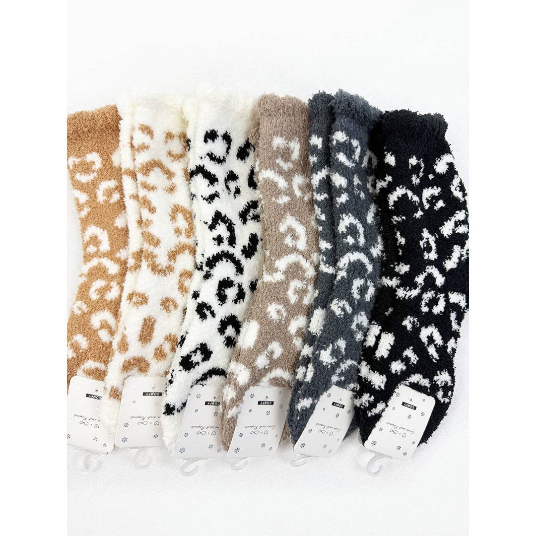Plush Cozy Leopard Socks