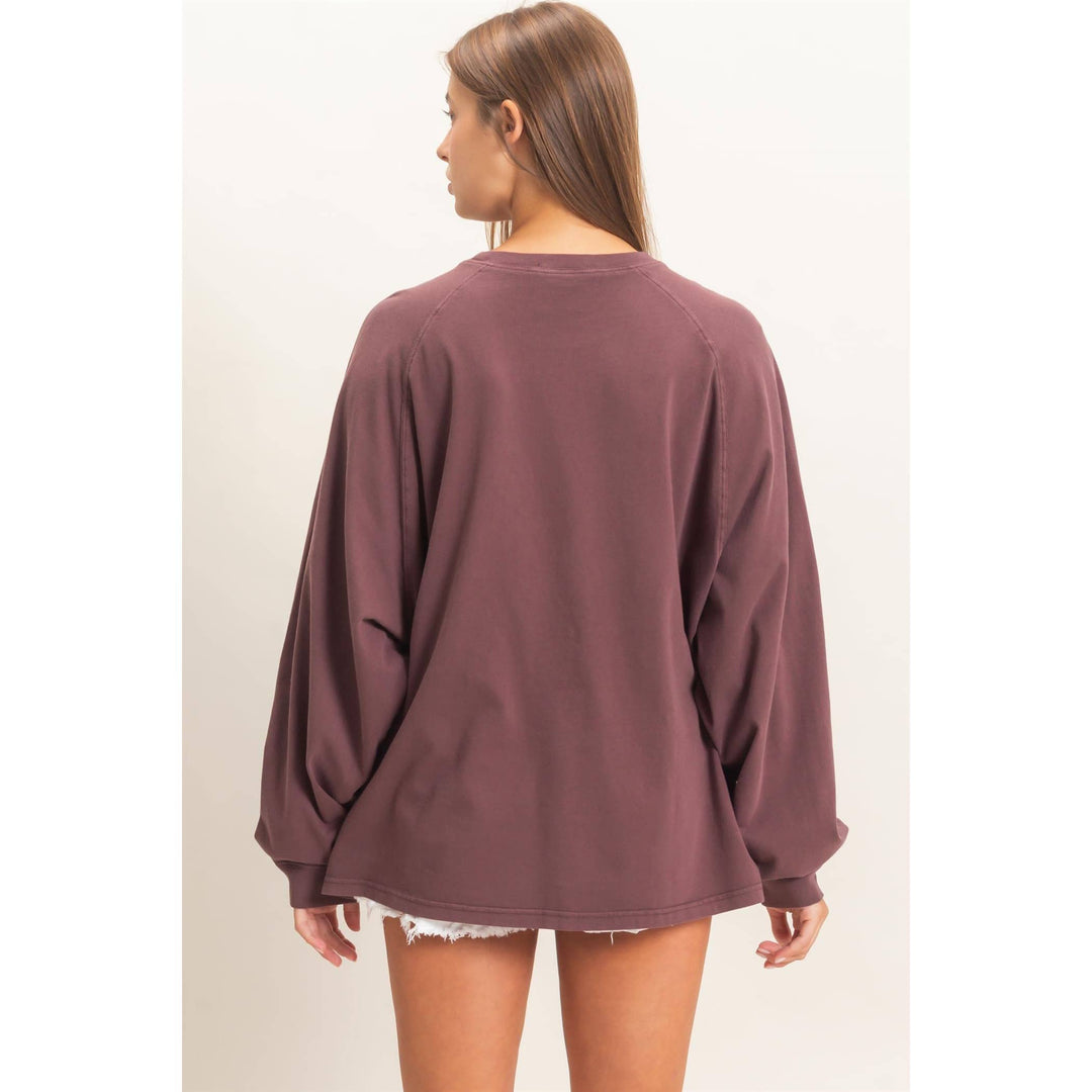 Pigment Dye Oversized Long Sleeve Top