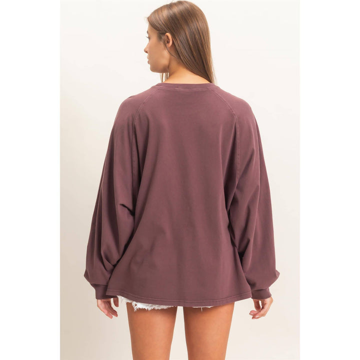 Pigment Dye Oversized Long Sleeve Top