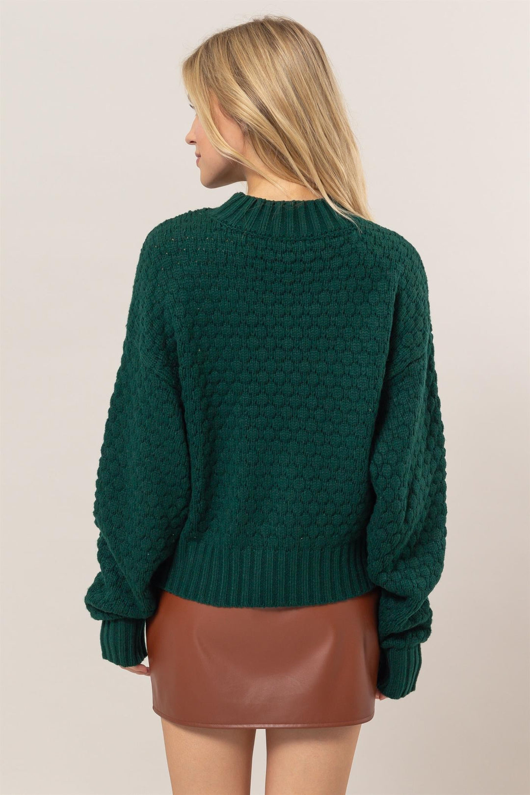 Sweet As You Are Dark Green Cable Knit Sweater