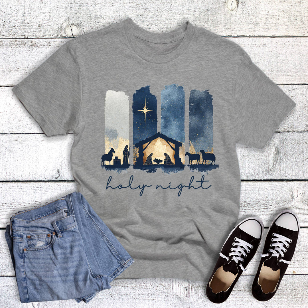Christmas Faith Navy Oh Holy Night Graphic Tee