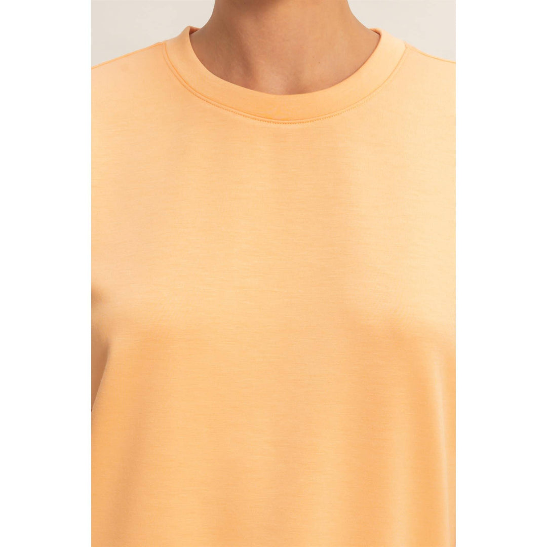 Crew Neck Short Dolman Sleeve Top