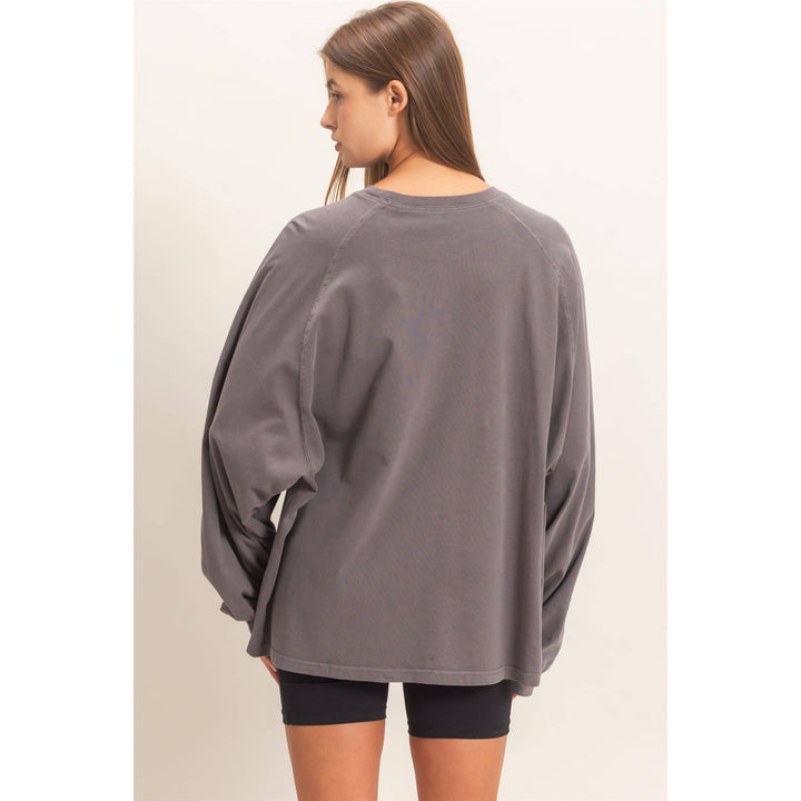 Pigment Dye Oversized Long Sleeve Top
