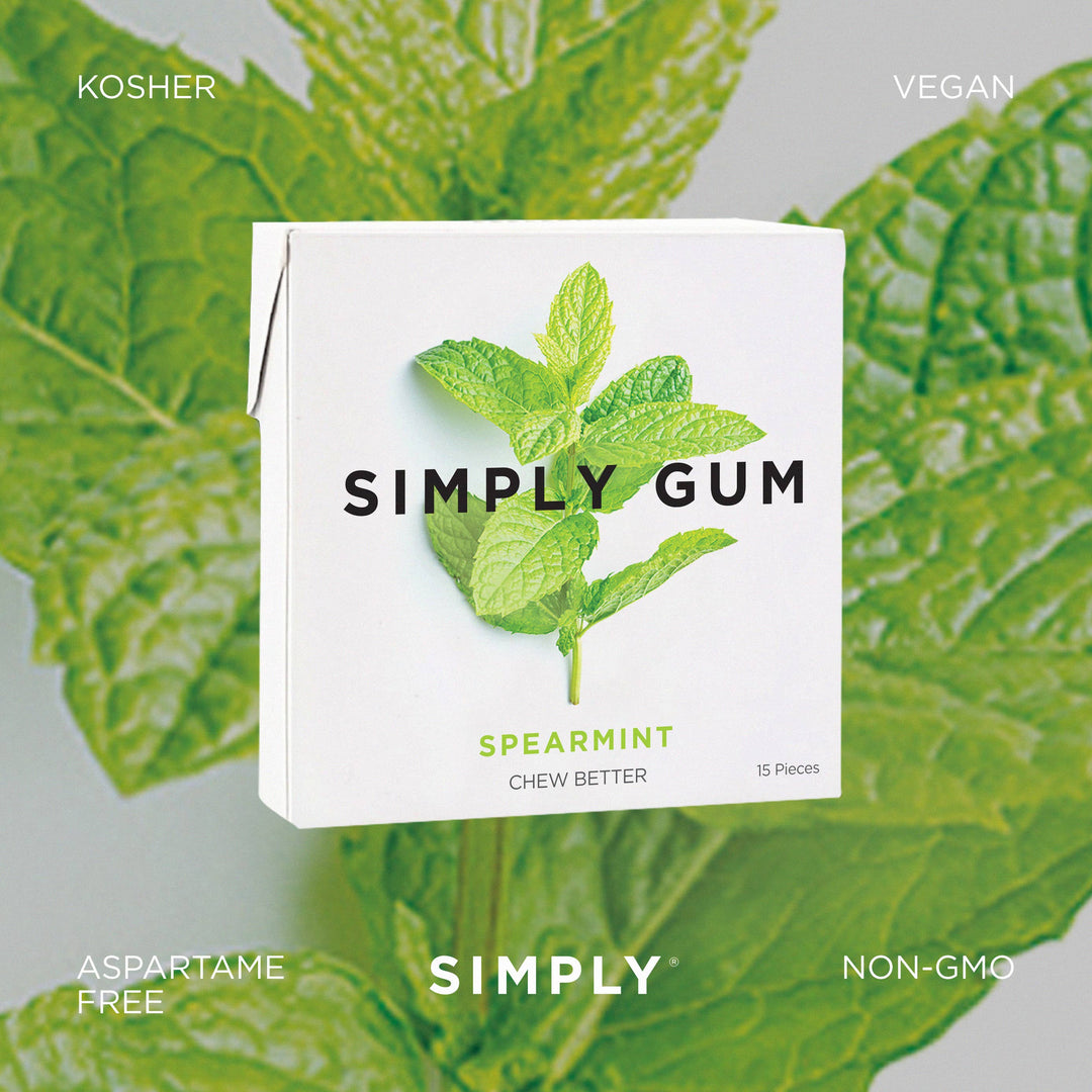 Spearmint Chewing Gum - Natural + Plastic-Free | 12 Pack