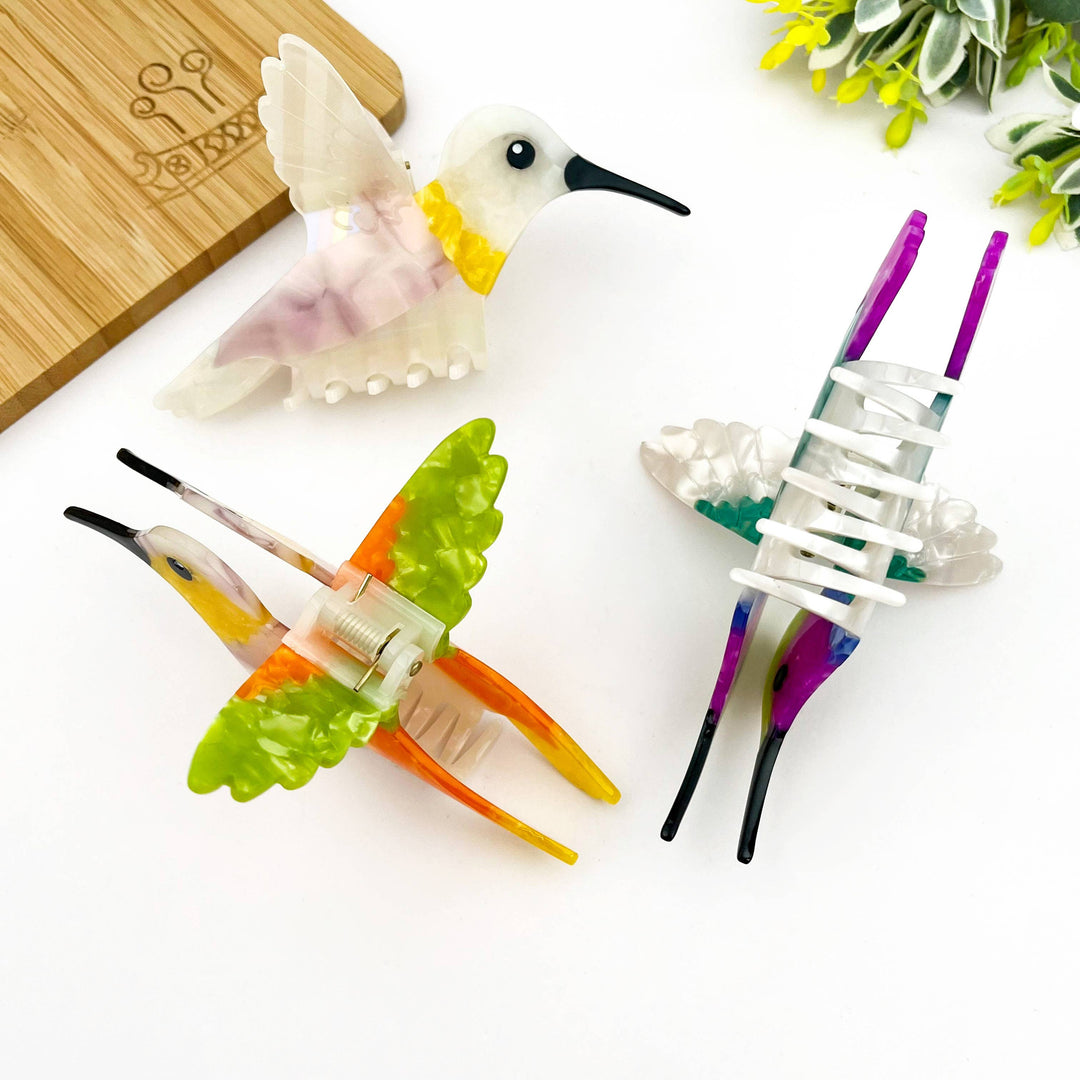 Hummingbird Hair Claw Clip, Elegant Acetate Bird Hair Clip