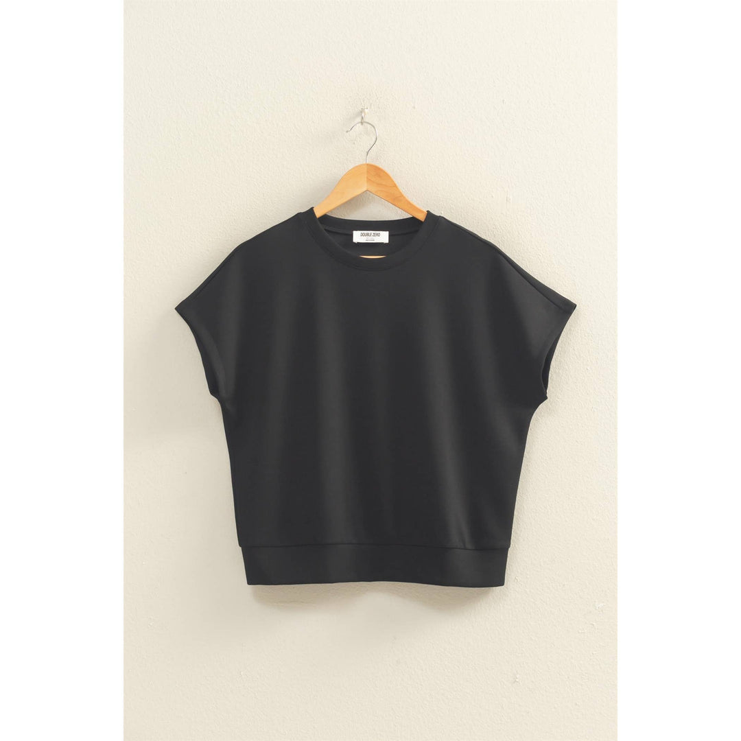 Crew Neck Short Dolman Sleeve Top