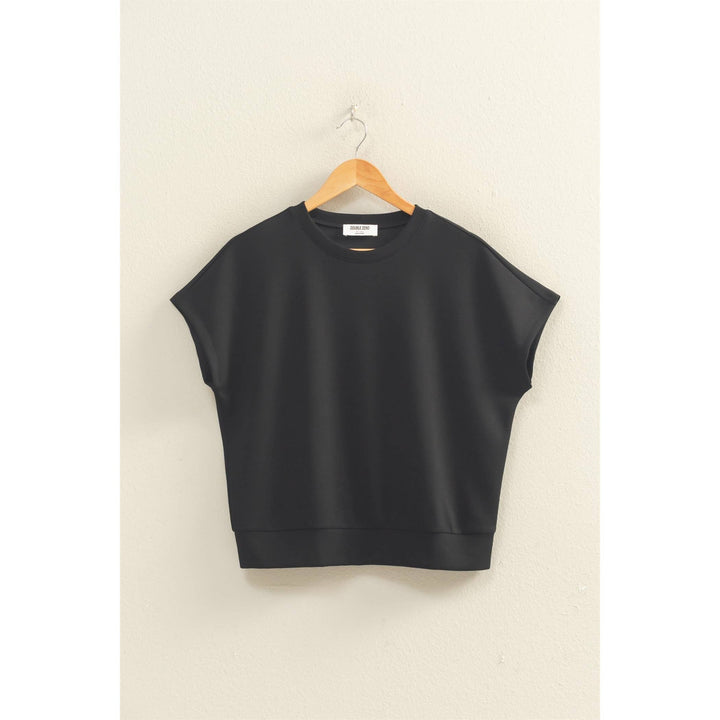 Crew Neck Short Dolman Sleeve Top
