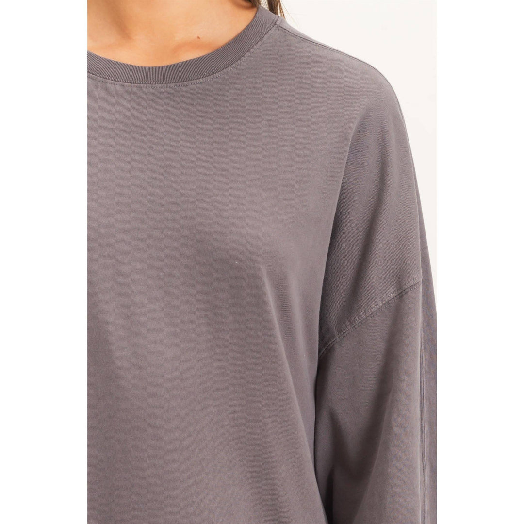 Pigment Dye Oversized Long Sleeve Top