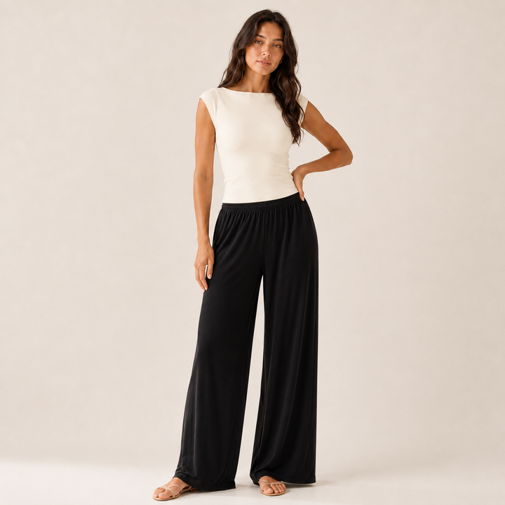 Women’s Wide Straight Leg Pants with Pockets, Soft Flowing pants