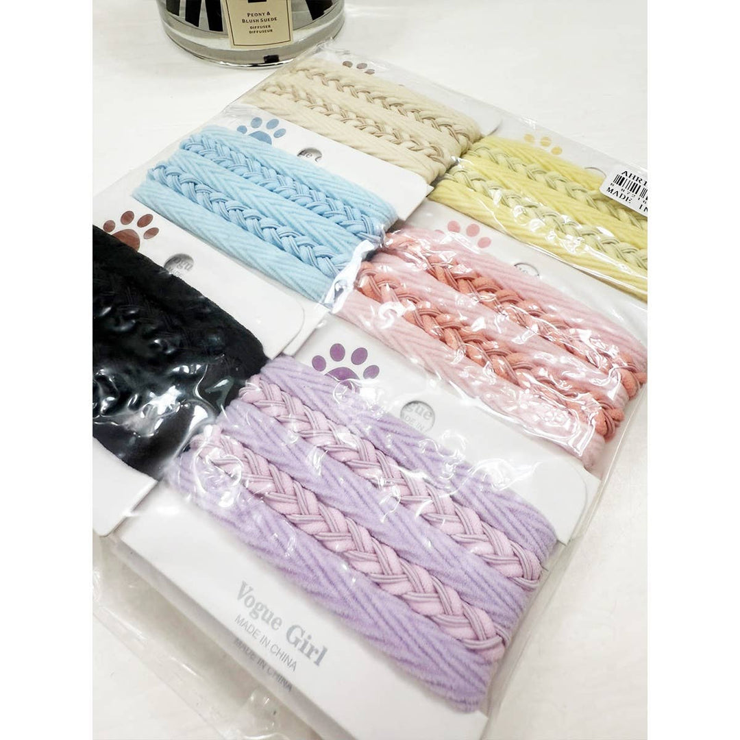 Plain and  Braided Mixed Elastic Stretch Hair Ties