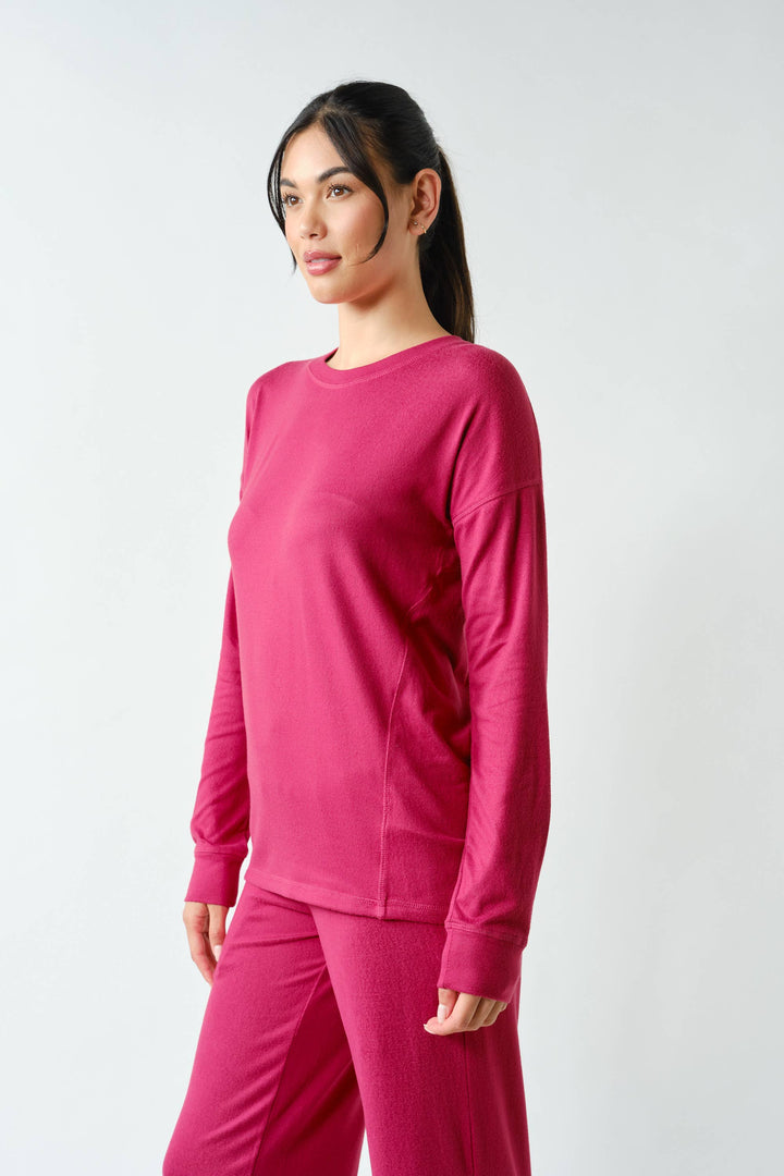Brushed Crew Neck Long Sleeve Top