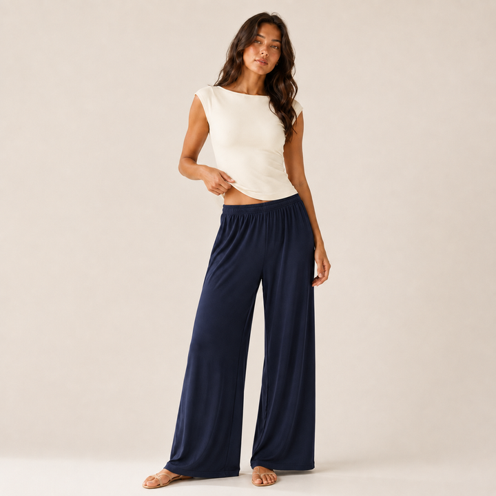 Women’s Wide Straight Leg Pants with Pockets, Soft Flowing pants