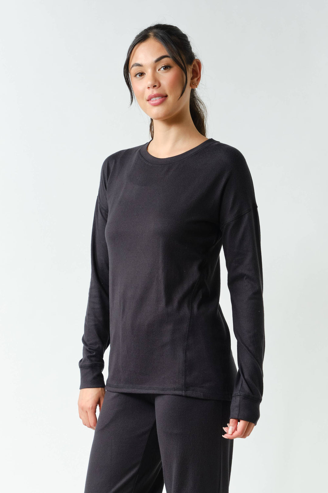 Brushed Crew Neck Long Sleeve Top