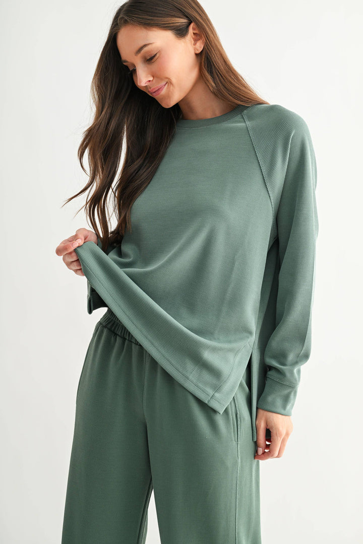 Luxe Sand Wash Rib Raglan Tee
