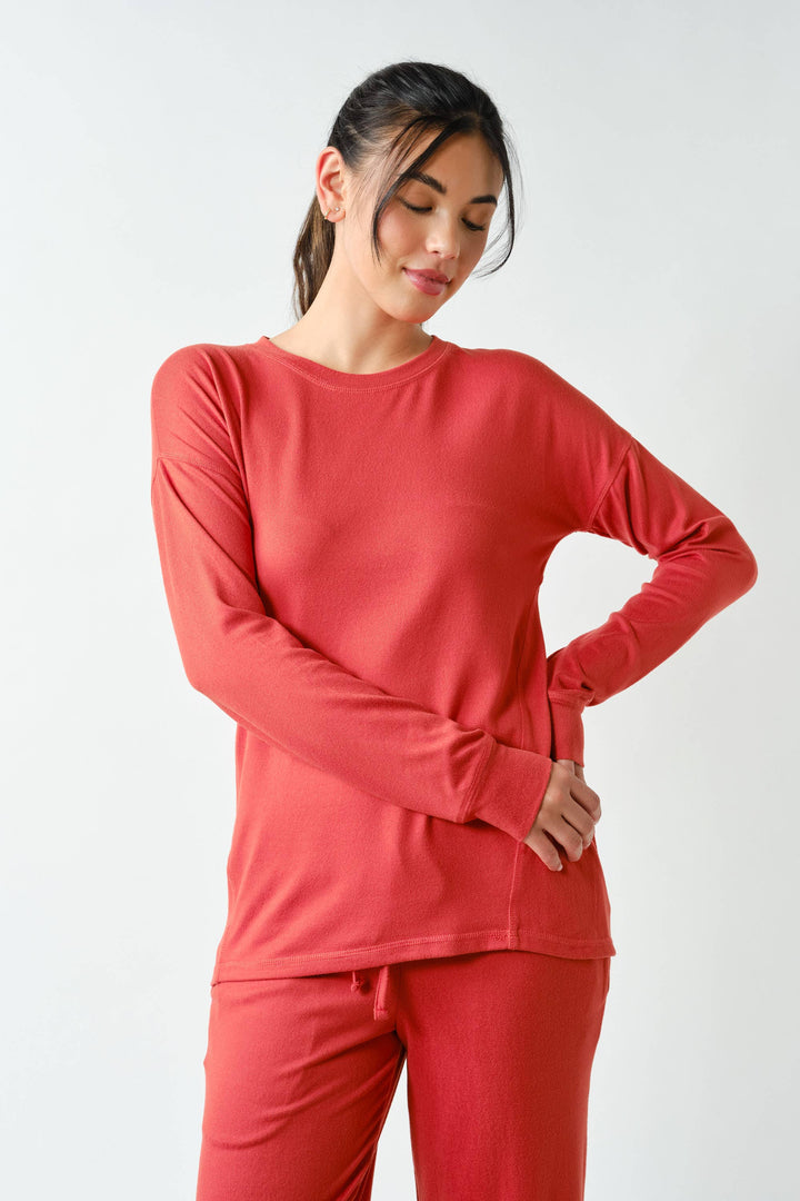 Brushed Crew Neck Long Sleeve Top