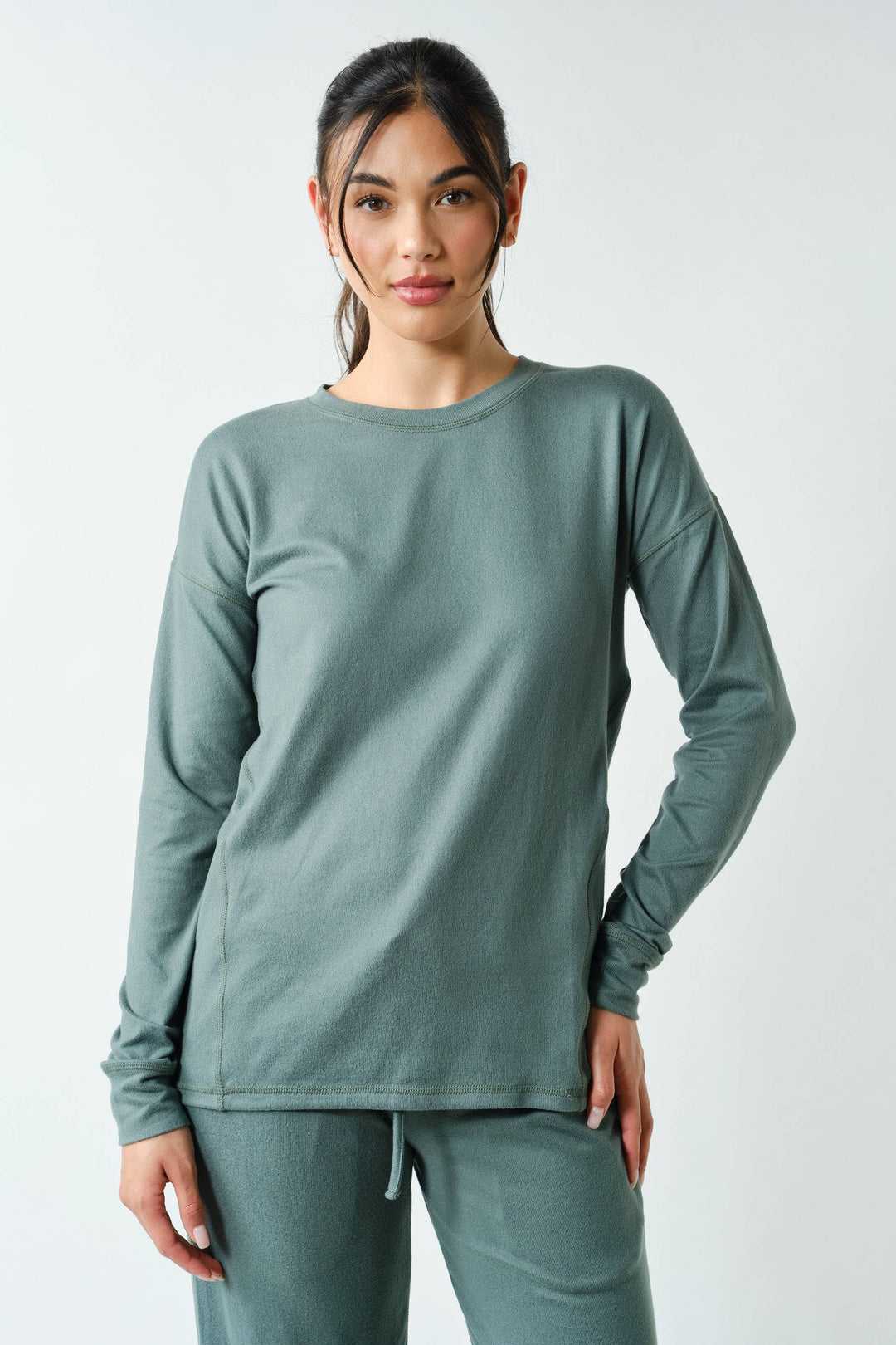 Brushed Crew Neck Long Sleeve Top