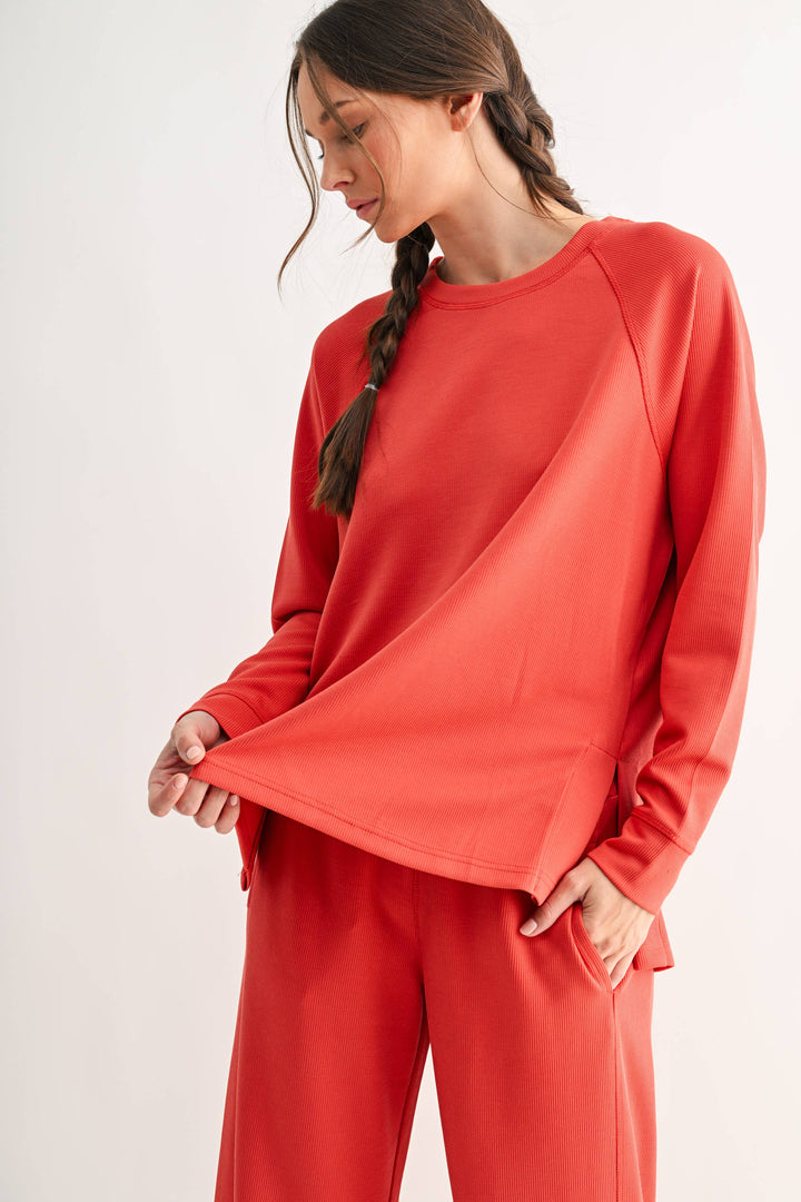 Luxe Sand Wash Rib Raglan Tee