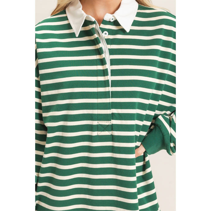 Striped Polo Long Sleeve Top