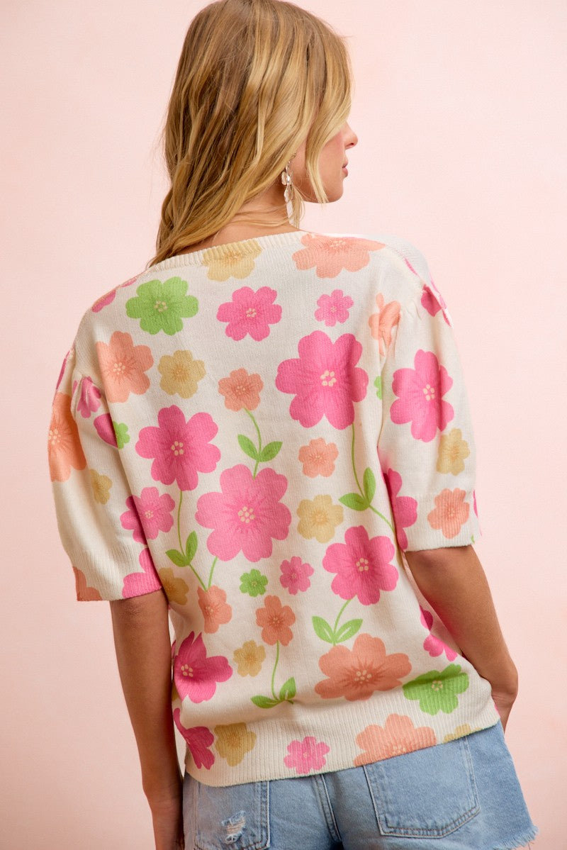 Run Away With Me Floral Short Sleeve Cardigan