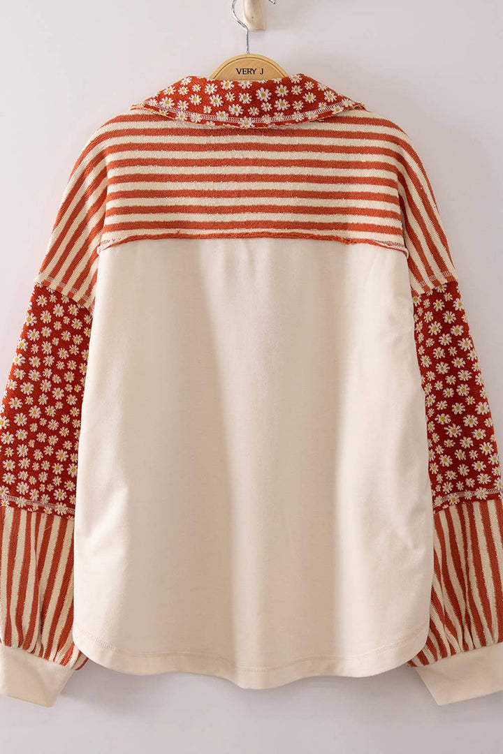 NT12889-Daisy Stripe Contrast Top