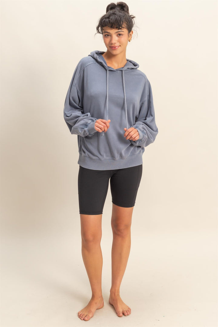 Another Day Mineral Washed Hoodie in Navy