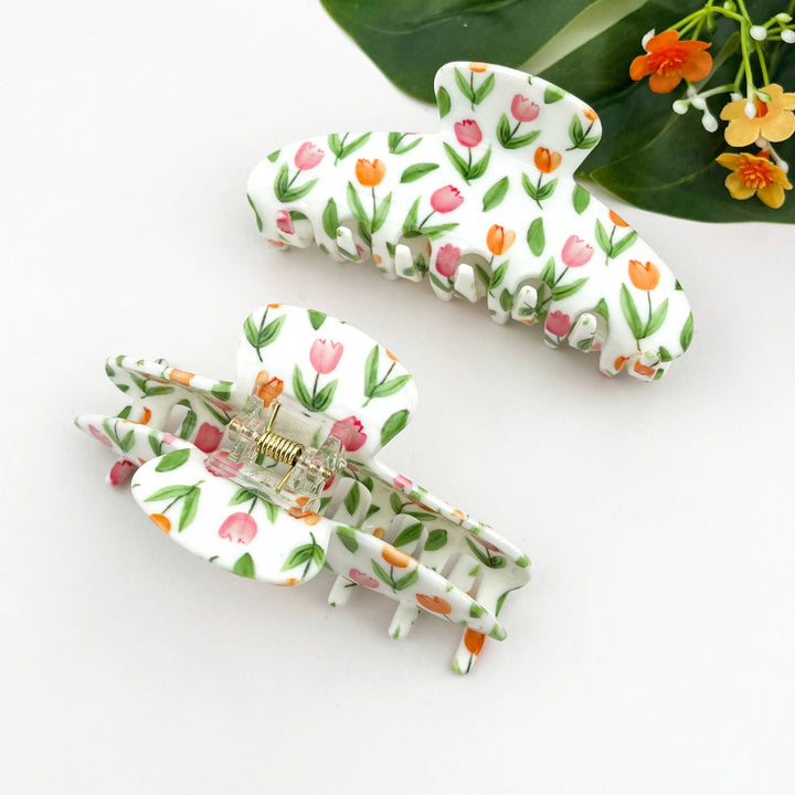 Tulip Oval Hair Claw Clip, Elegant Floral Hair Clip