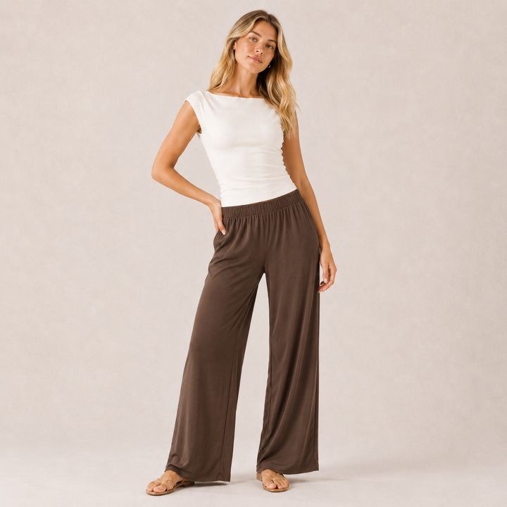 Women’s Wide Straight Leg Pants with Pockets, Soft Flowing pants