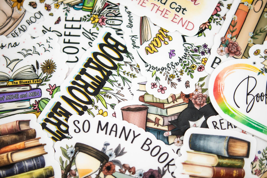 Cats Book & Coffee,  Vinyl Sticker, 3x3 in.