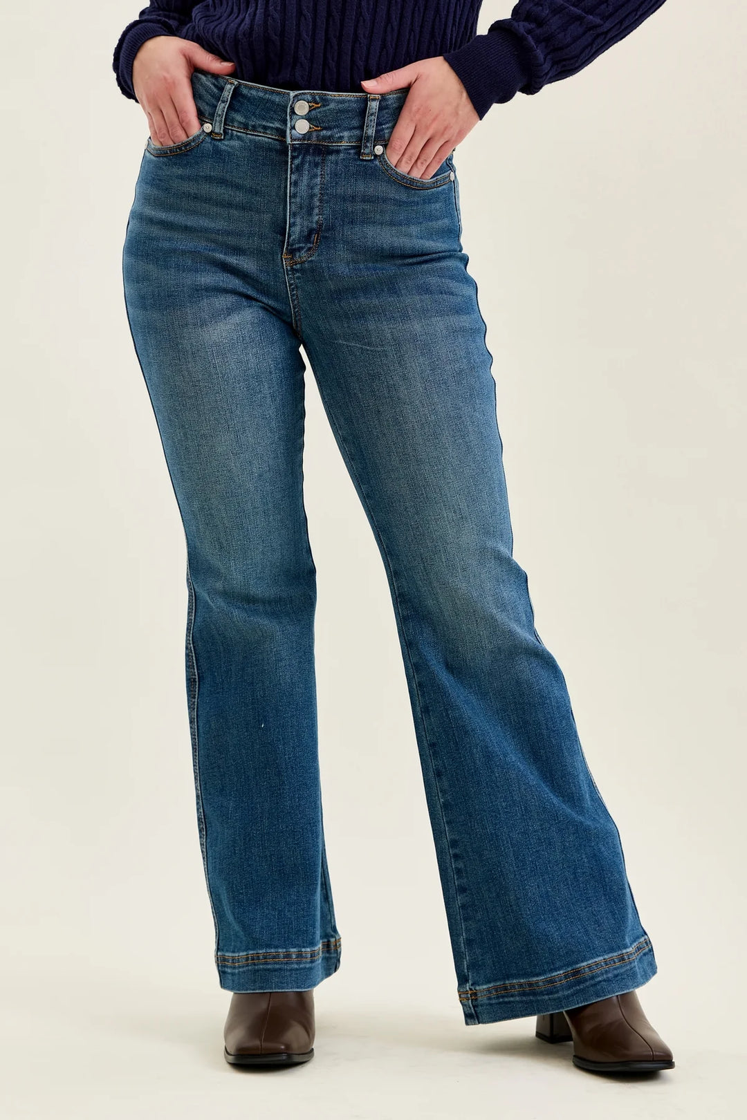 Anica High Rise Petite Tummy Control Flare by Judy Blue