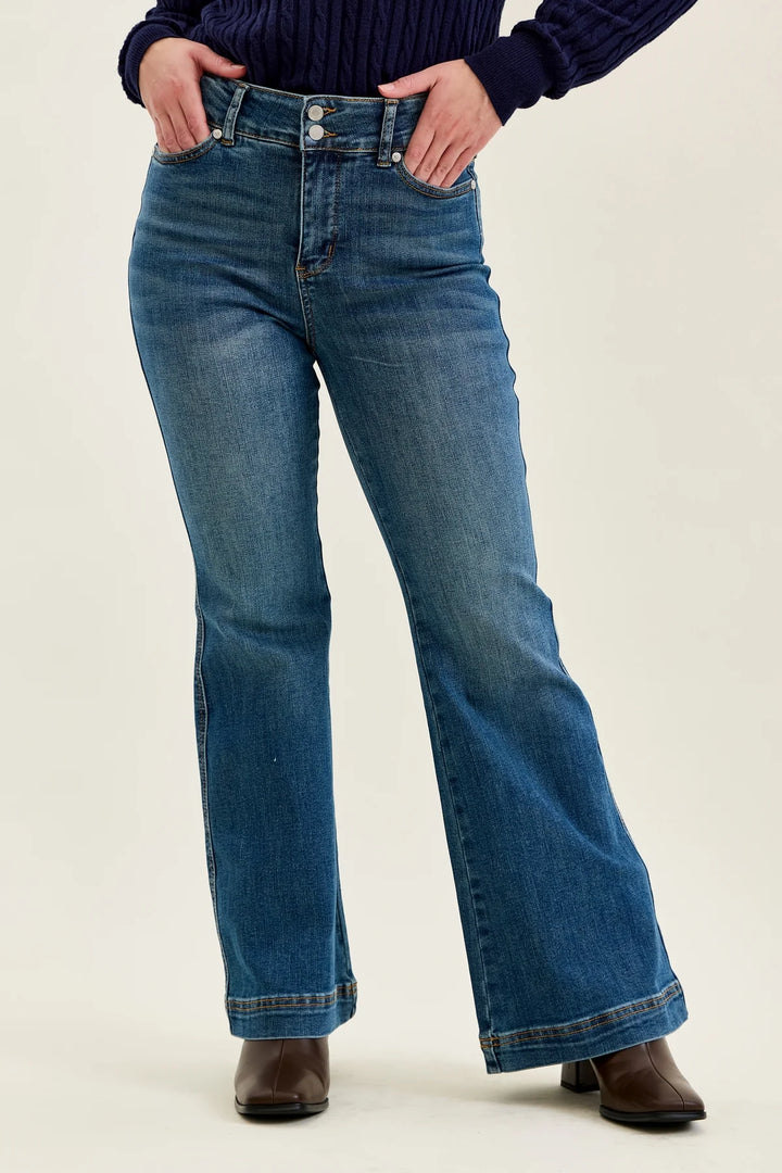 Anica High Rise Petite Tummy Control Flare by Judy Blue