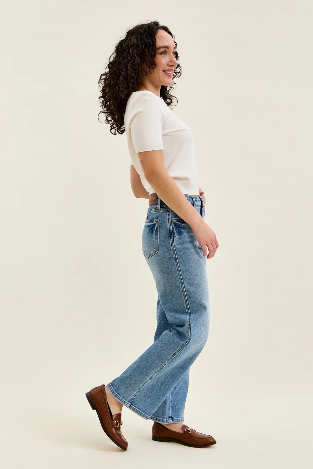 Neve Petite Tummy Control Vintage Wash Straight Jeans by Judy Blue