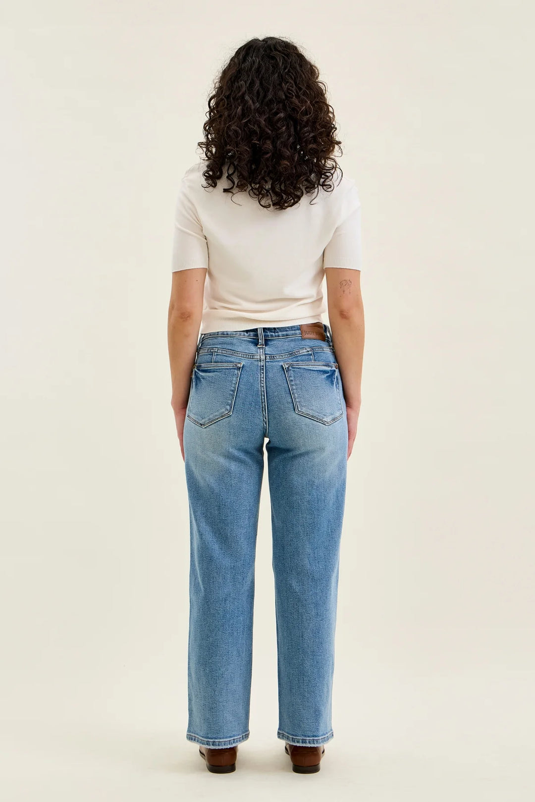 Neve Petite Tummy Control Vintage Wash Straight Jeans by Judy Blue