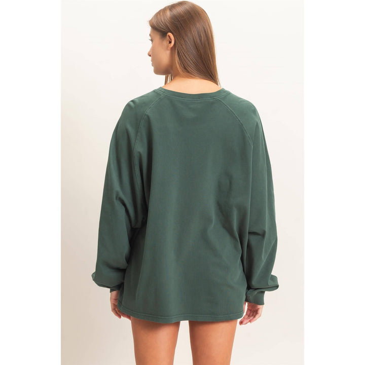 Pigment Dye Oversized Long Sleeve Top