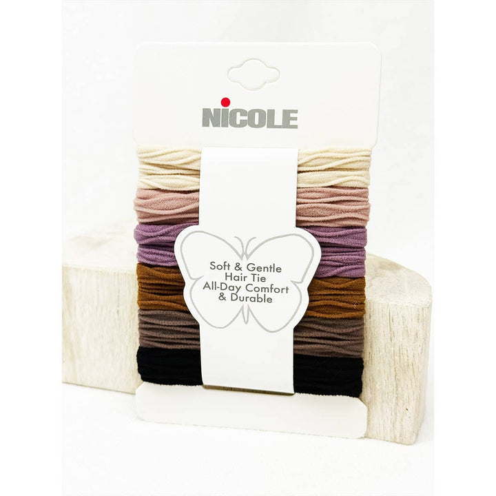 Neutral Tone Textured Rolled Hair Tie Set