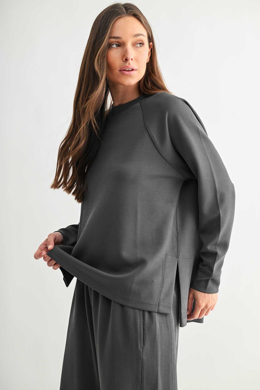 Luxe Sand Wash Rib Raglan Tee