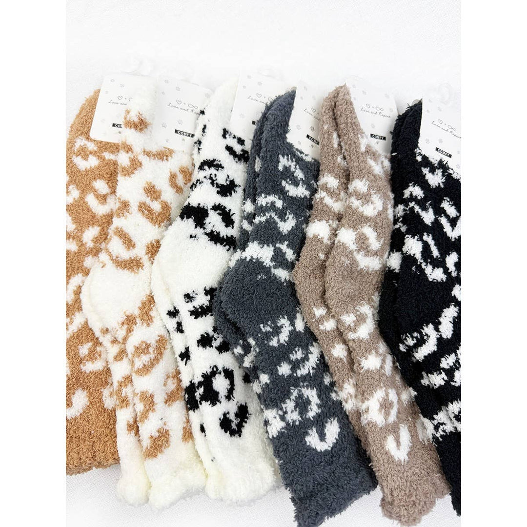 Plush Cozy Leopard Socks