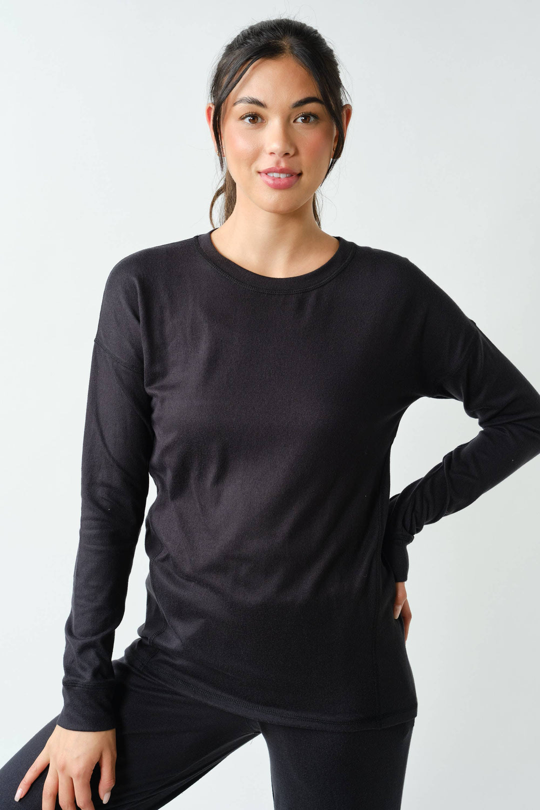 Brushed Crew Neck Long Sleeve Top