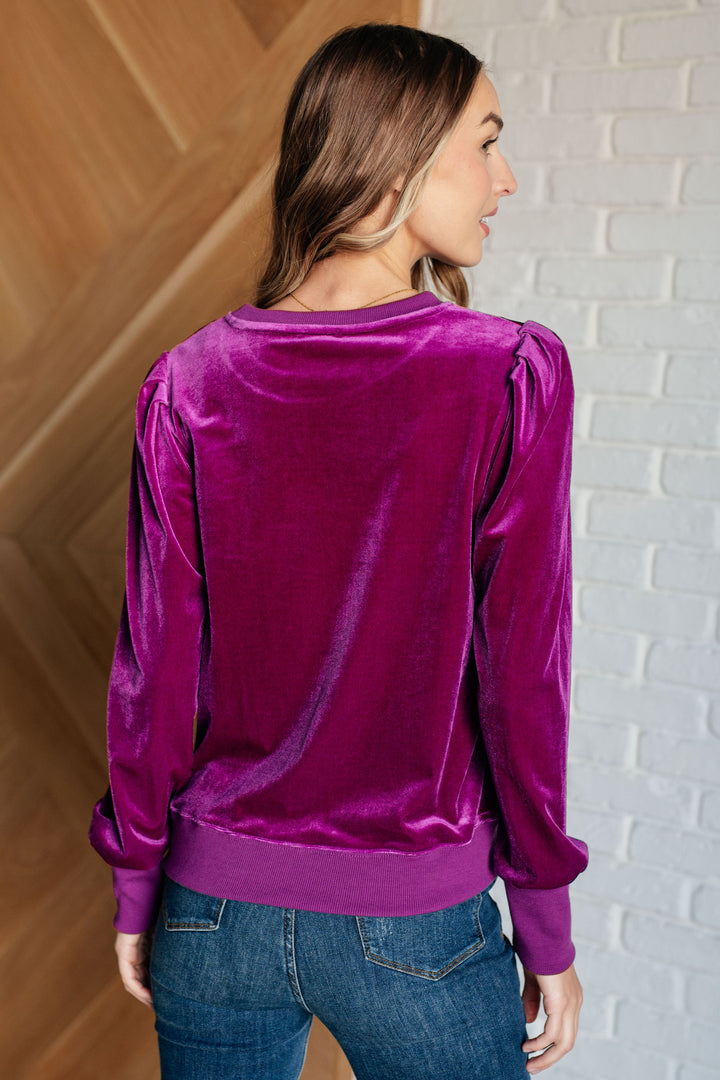 Dress to Impress Velour Pullover in Magenta