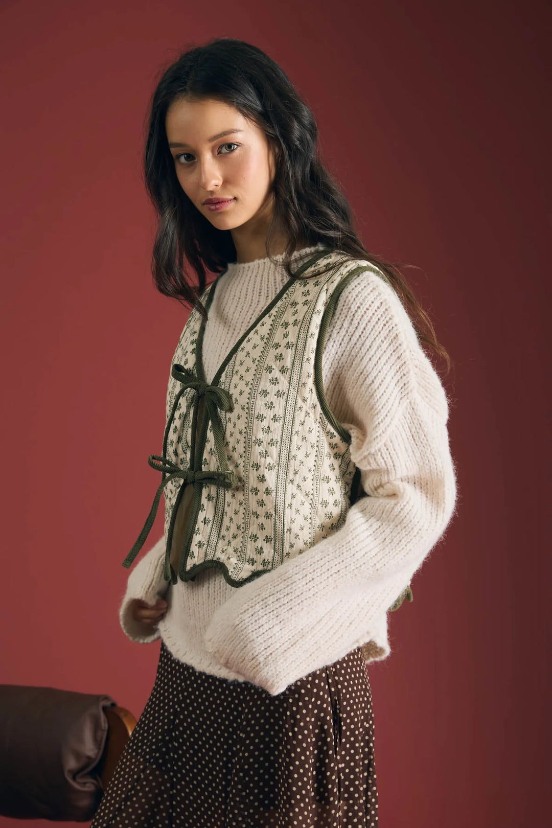 Count Me In Floral Quilted Vest in Olive