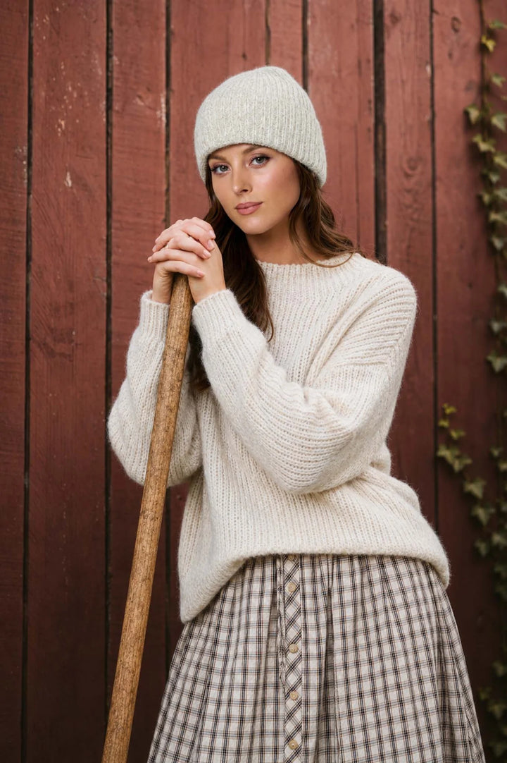 Double Take Mock Neck Long Sleeve Oversized Knit Sweater