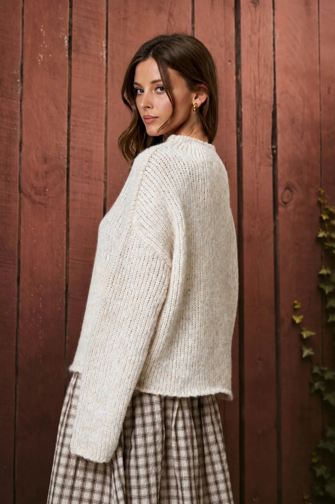 Double Take Mock Neck Long Sleeve Oversized Knit Sweater