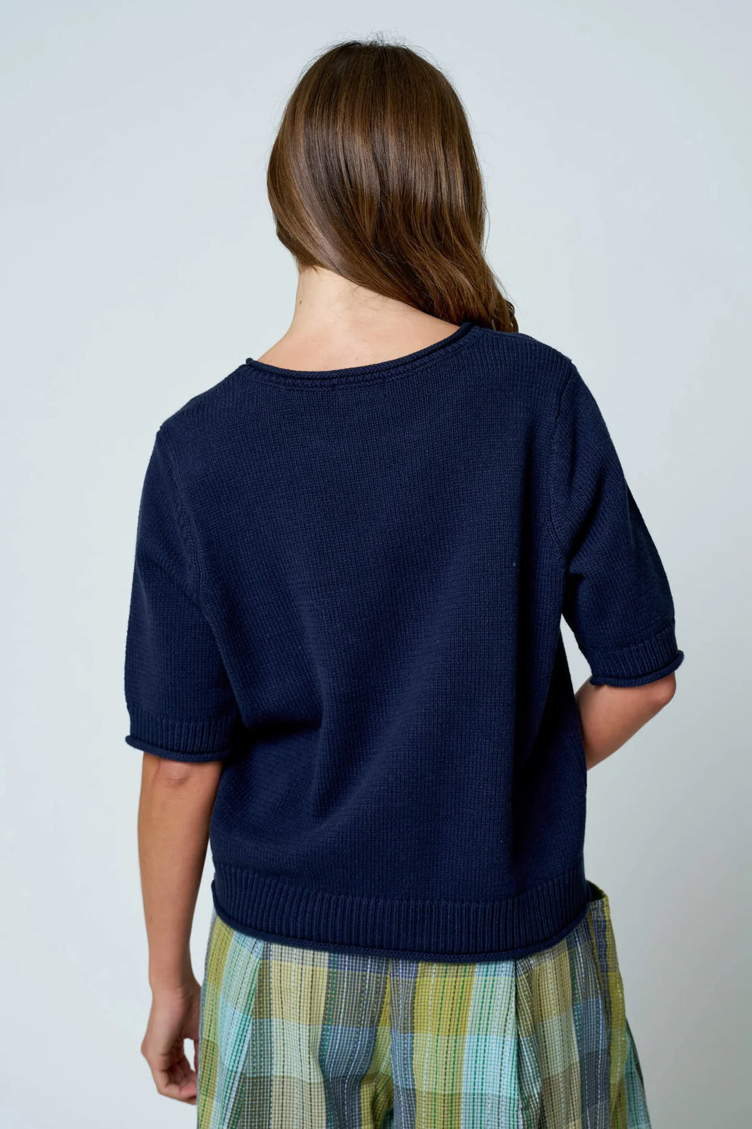 All Eyes Here Raw Edge Half Sleeve Sweater Knit Top