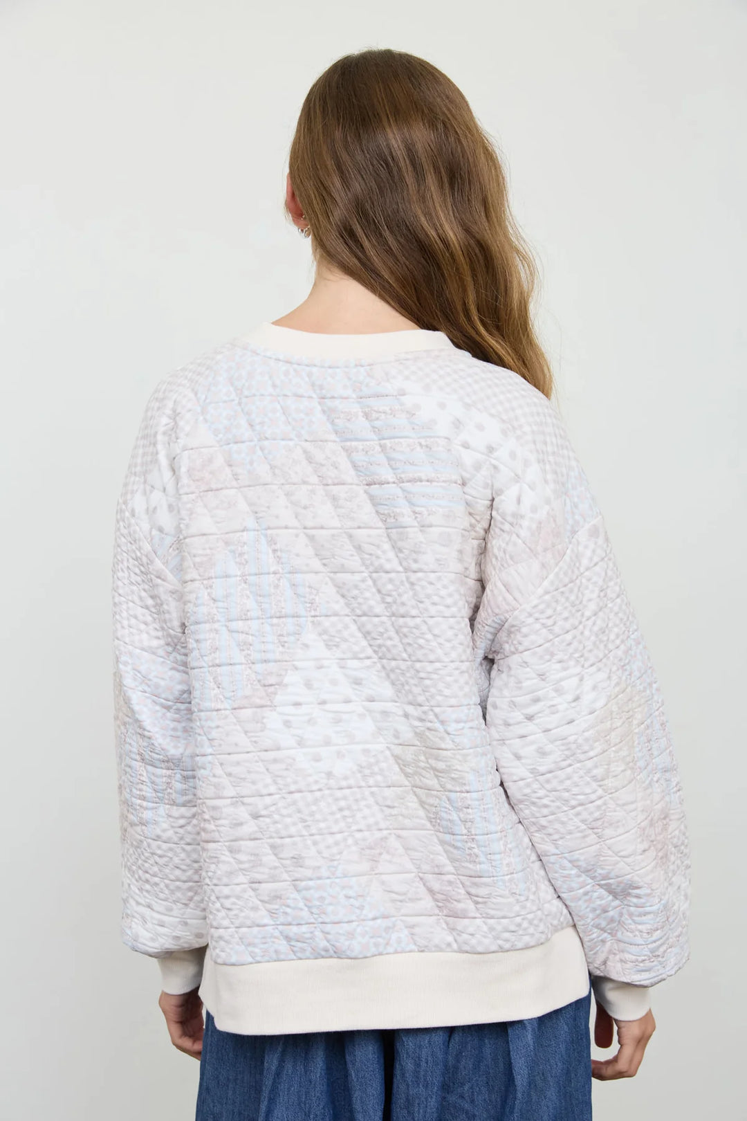 A Garden of Grace Quilted Henley Jacket in Ivory