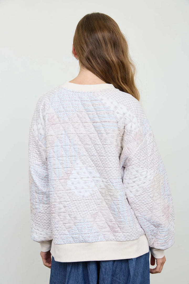 A Garden of Grace Quilted Henley Jacket in Ivory