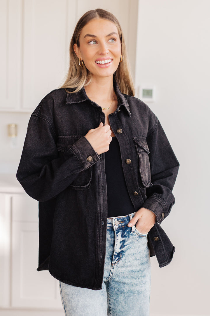 Free Reign Oversized Denim Jacket in Black